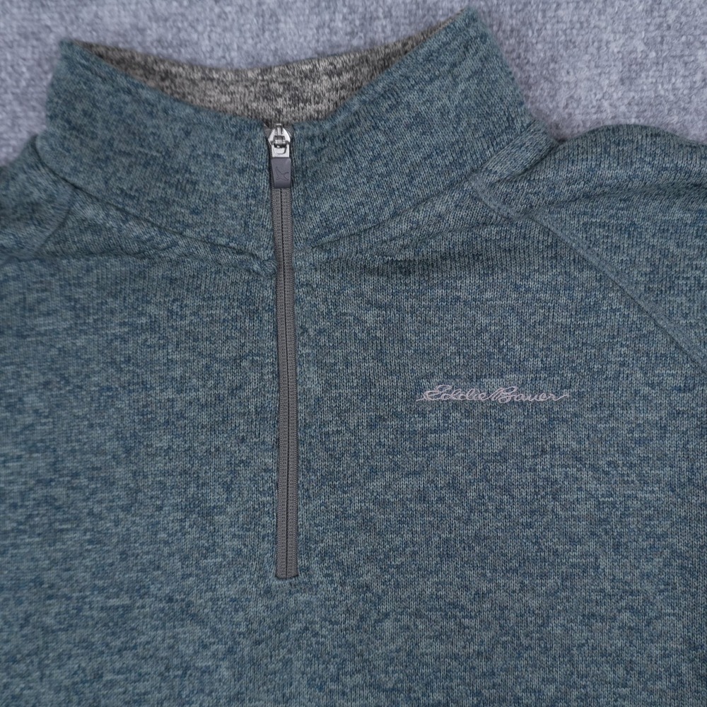 Eddie Bauer Radiator Fleece Pullover Mens 2XL Peacock Blue 1/4 Zip Sweater Knit - Picture 2 of 7